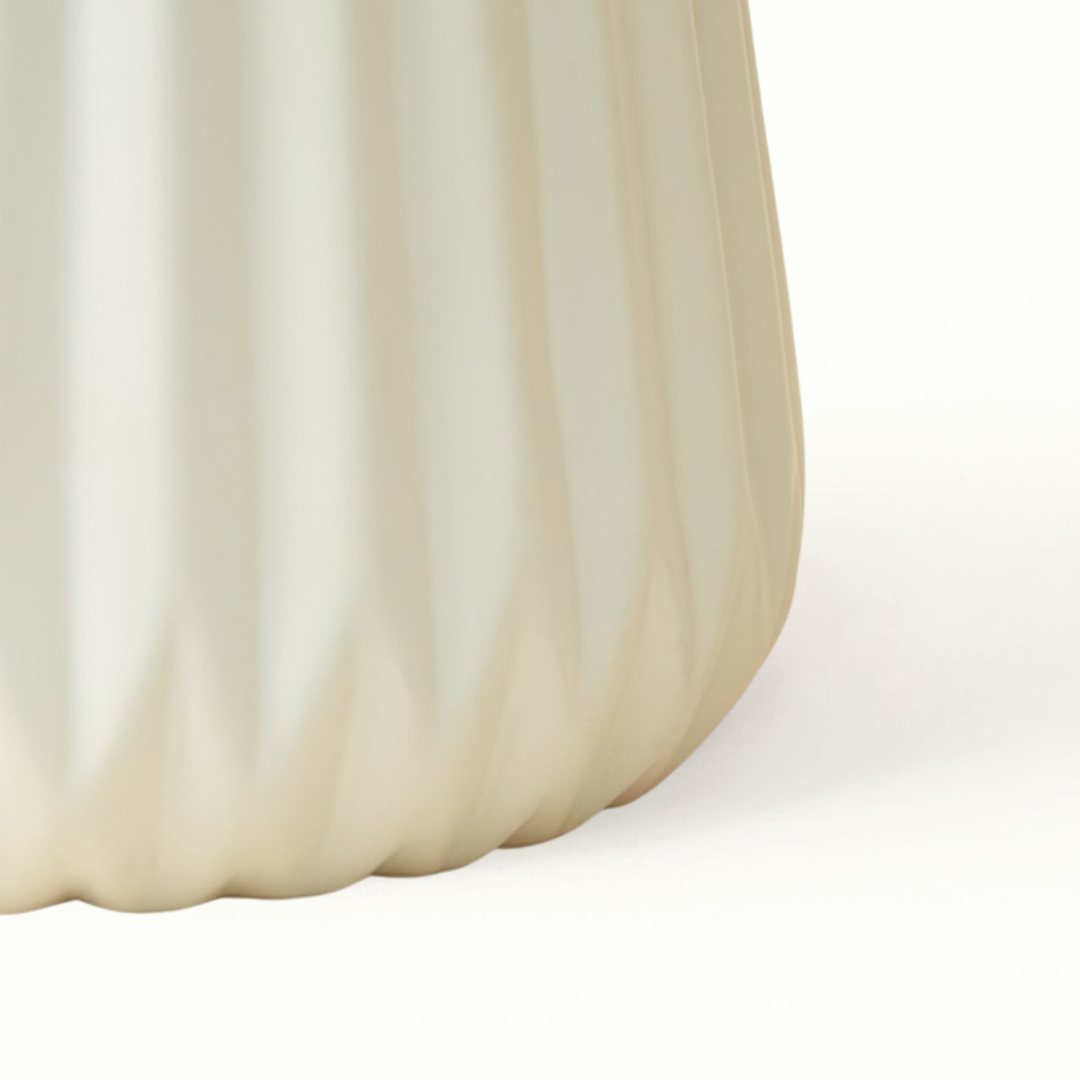 White geometric ceramic belly pot